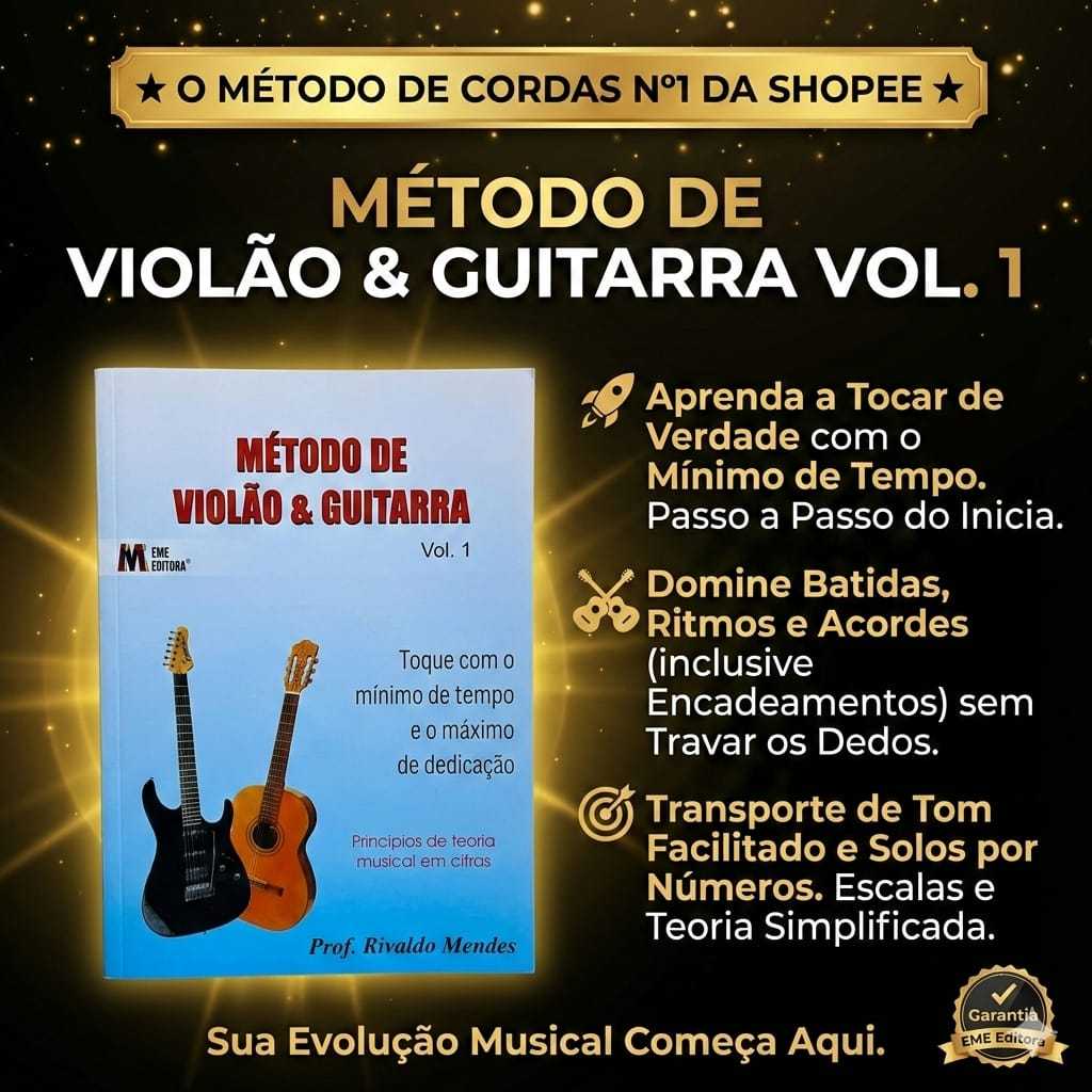 Método Violão e Guitarra Vol. 1 | Aprenda Tocar Fácil: Acordes, Ritmos, Solos, Escalas e Músicas em Oferta na Shopee