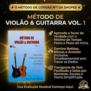 Método Violão e Guitarra Vol. 1 | Aprenda Tocar Fácil: Acordes, Ritmos, Solos, Escalas e Músicas em Oferta na Shopee