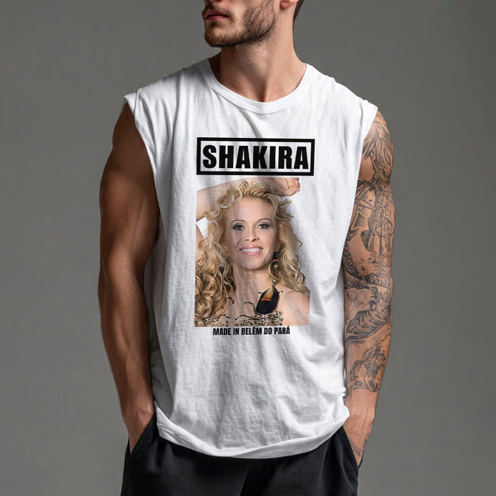 Regata Camiseta Oversized Cavada Algodão Shakira Pop Meme Brasil Joelma Estilo Engraçada Word Tour