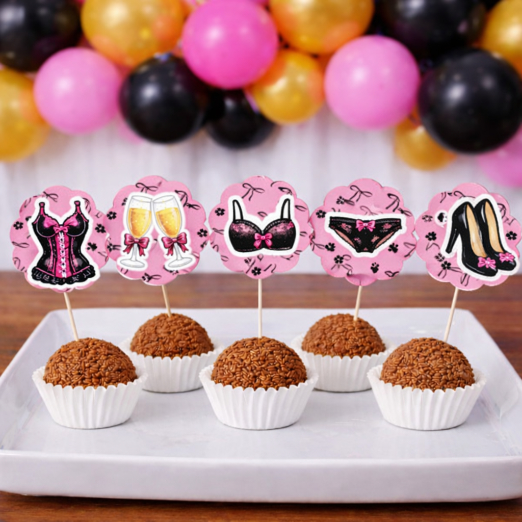 Topper de docinhos ou cupcake CHÁ DE LINGERIE/tags CHÁ DE LINGERIE/ Festa CHÁ DE LINGERIE