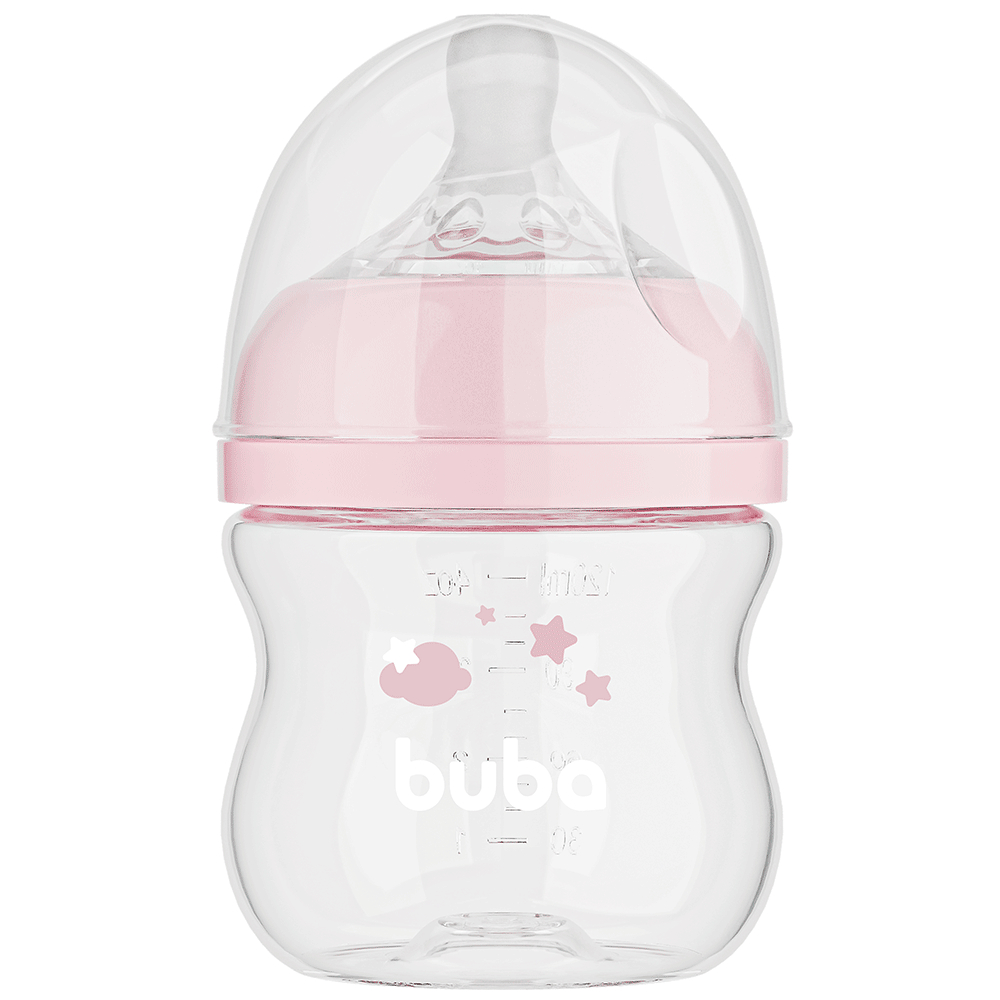 Mamadeira Buba Easy Flow 120 ml Anticólica Rosa Bico Silicone Fluxo TAM 1 em Oferta na Shopee