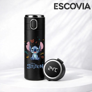 Garrafa Térmica Aço Inoxidavel Parede Dupla Disney Stitch Rosto sorridente com Termômetro Digital 420ml em Oferta na Shopee