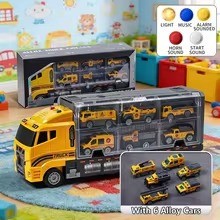 Caminhão Bombeiros Infantil com 6 Veículos Liga Kit Resgate Incêndio Presente 3+