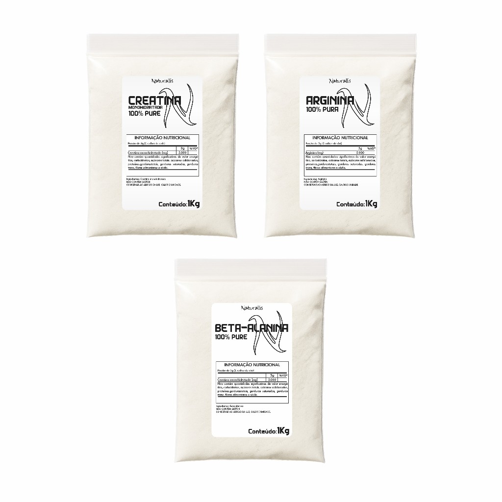 Combo Creatina + Beta Alanina + Arginina 100% Puras 1Kg