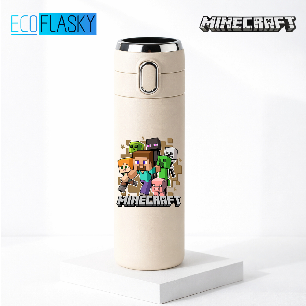 Garrafa Térmica Infantil de Aço Inoxidável Minecraft Game com Termometro LED Digital Temperatura 420ml em Oferta na Shopee