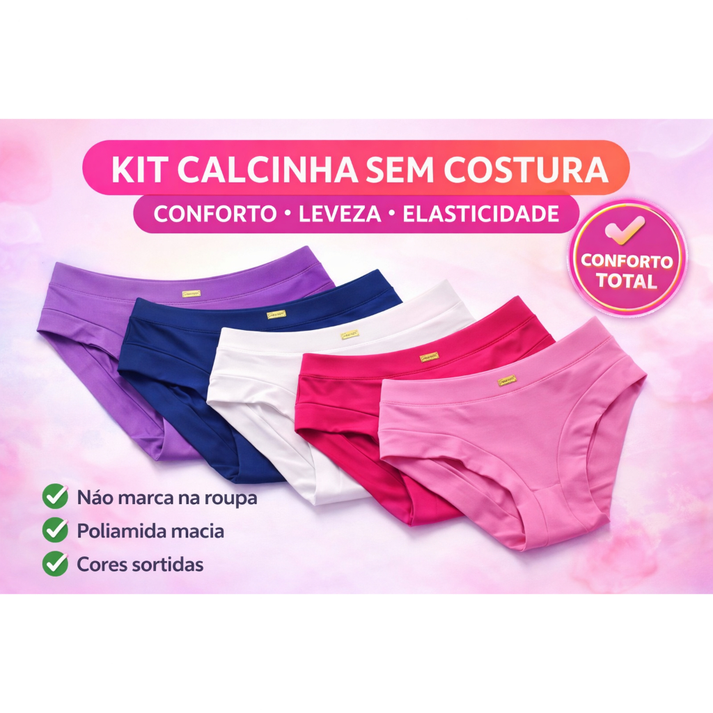 🌸 Kit 12 Calcinhas Feminina Adulta Microfibra Sem Elástico Sem Costura Não Marca Confortável em Oferta na Shopee