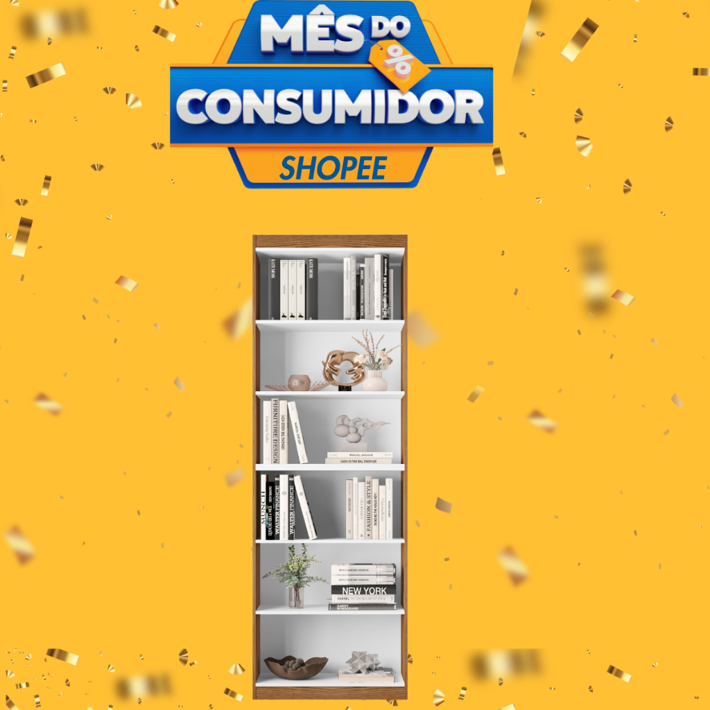 Estante Organizador Livreiro Prateleira Para Sala Quarto Escritório Gold 2 Módulos - Nature/Branco