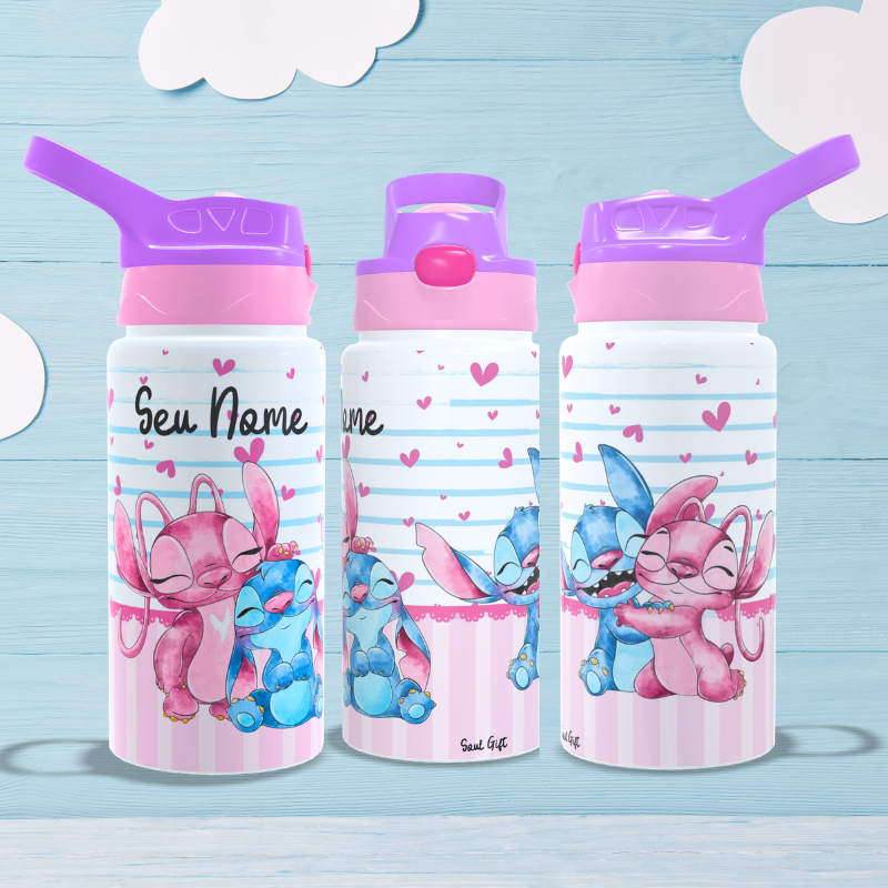 Garrafa do Stitch Térmica ou de Alumínio - Com Nome - Várias Estampas à Escolher em Oferta na Shopee