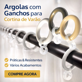 Argolas e Ganchos para Cortina de Varão 19mm Para Varão Fino Elegância e Praticidade Ótimo custo beneficio em Oferta na Shopee