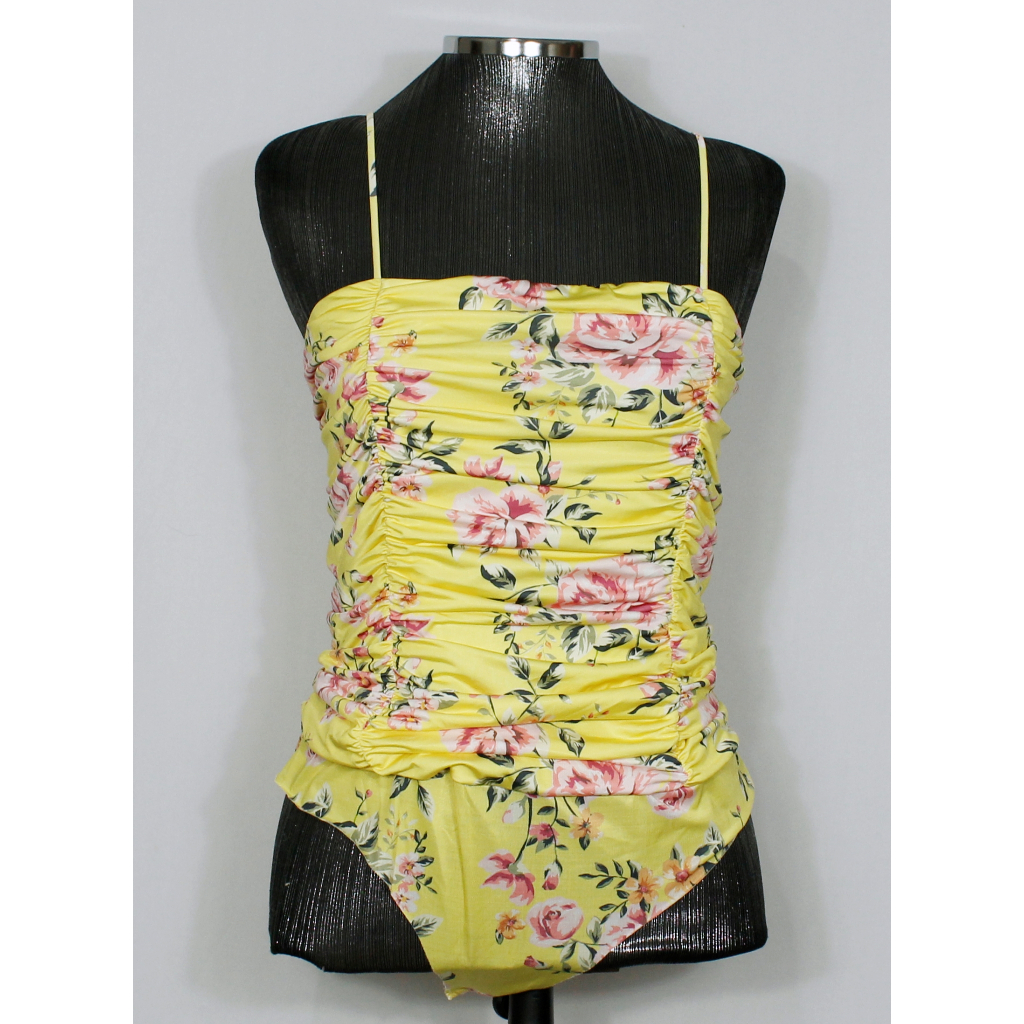 Body feminino amarelo floral Lança Perfume - Veste G - Ref. 5451 (brechó)