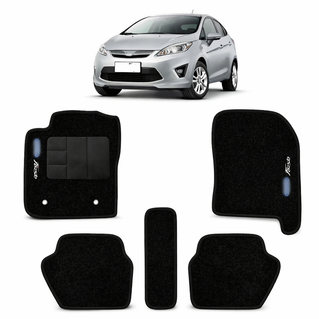 Kit de tapetes 5 peças específico New Fiesta 2010 / 2013 Carpete Preto