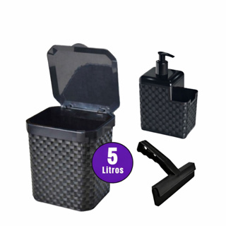 Kit Lixeira Pia 5 Litros + Porta Detergente Sabão + Rodinho de Pia Kit Cozinha 2/3 Peças em Oferta na Shopee