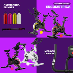 Bicicleta Spinning + Barra Fixa + Squeeze Garrafa Ergométrica Semi Profissional Sport até 120kg