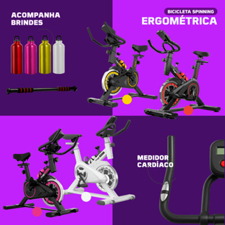 Bicicleta Spinning + Barra Fixa + Squeeze Garrafa Ergométrica Semi Profissional Sport até 120kg em Oferta na Shopee