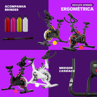 Bicicleta Spinning + Barra Fixa + Squeeze Garrafa Ergométrica Semi Profissional Sport até 120kg