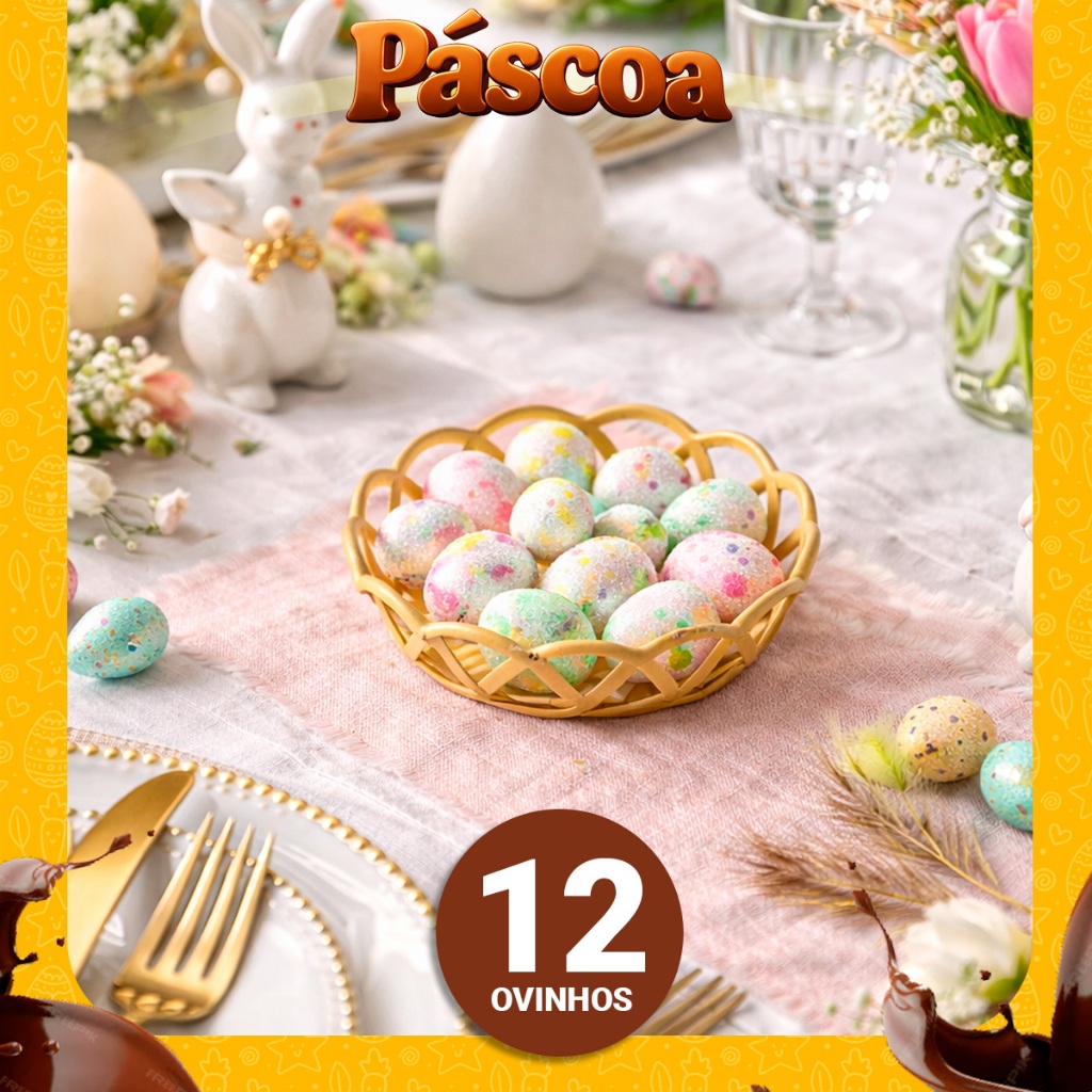 Cestinha De Páscoa Com Ovinhos Coloridos Glitter 12 Unidades Para Mesa E Decoração Silver Festa em Oferta na Shopee