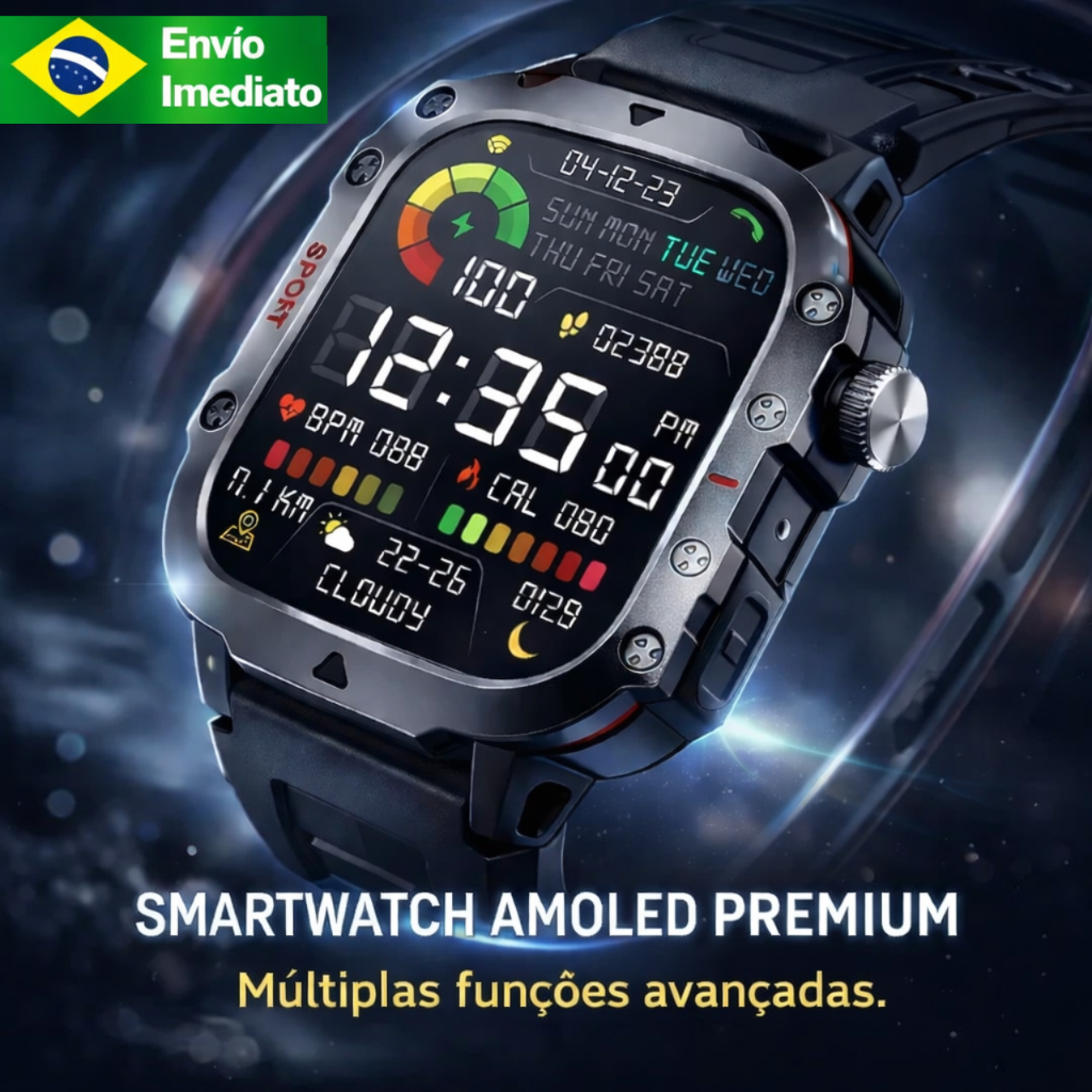 Smartwatch Relógio Bluetooth Inteligente Rastreador de Esportes GPS Monitoramento de saúde