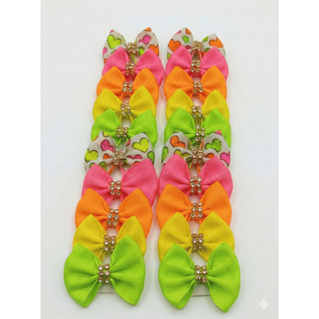 Kit 20 Laços Pet Lacinho Borboleta Neon Cachorro Fêmea Acessórios Fofos PetShop Banho e Tosa