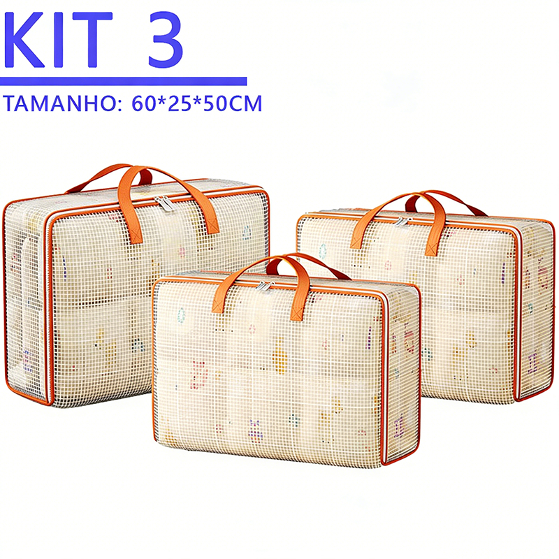 KIT 3 Saco Organizador para Edredom e Cobertor PVC Transparente 60x50x20cm Anti Poeira e Umidade em Oferta na Shopee
