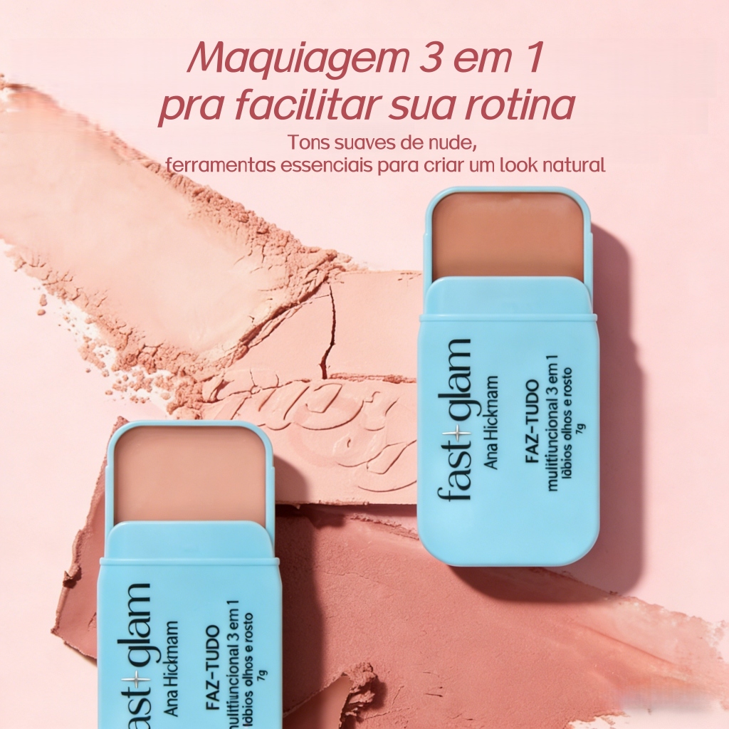 Maquiagem 3 em 1 Fast Glam Ana Hickmann | Lábios, Olhos e Rosto | Prática, Pigmentada e Versátil · foto 2
