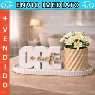 Kit Decorativo “Ore e Confie” com Vaso e Bandeja Fé, Design Moderno Decoração Minimalista em Oferta na Shopee