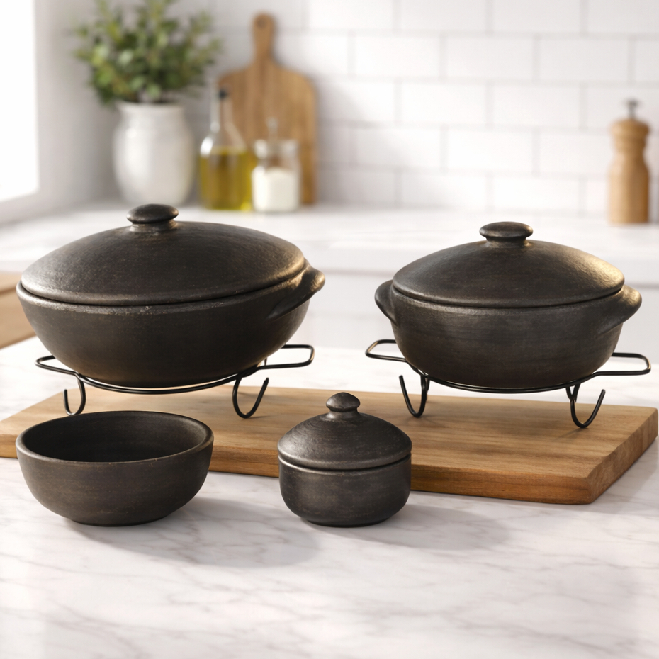 Kit Moqueca - Panela de Barro Moquequeira 2 L, Panela Capixaba 1 L, cumbuca e pimenteira em Oferta na Shopee