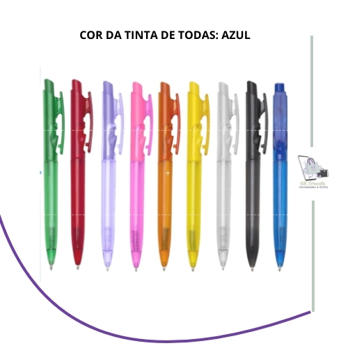 10 Unidades Caneta Esferográfica Diversas Cores Atacado para Revenda, Lembrancinha, Presente, Personalizar... em Oferta na Shopee