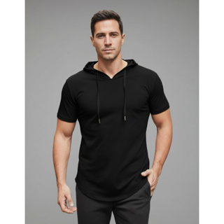 Camiseta Oversized Longline Com Capuz Lisa ENMY Co. Várias Cores em Oferta na Shopee