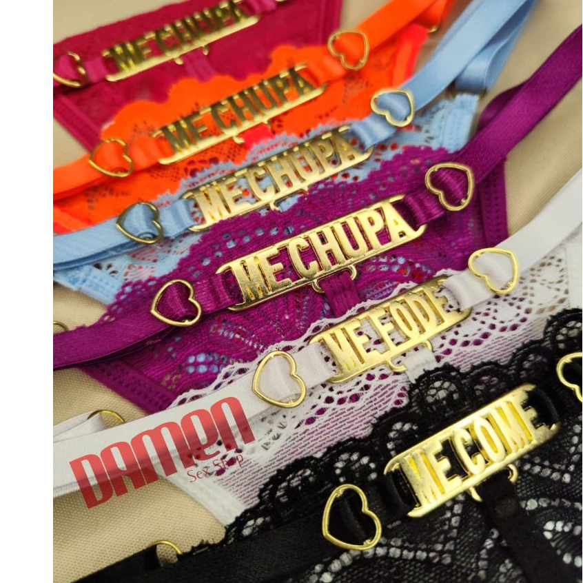 Calcinha Fio cheiroso Sensual com palavra Plaquinha em metal dourado moda íntima em Oferta na Shopee