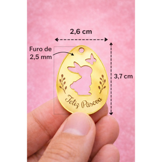 🐰 Kit 10, 20 ou 30 Tags Acrílico Dourado – Feliz Páscoa 🥚✨ em Oferta na Shopee