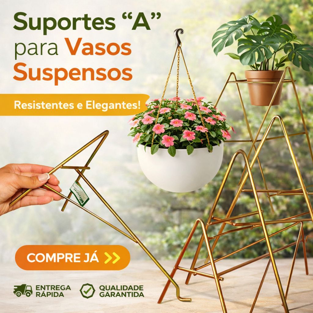 Kit de Suporte A Triangulo Vasos Suspensos Jardim e Paisagismo com 10 UNIDADES
