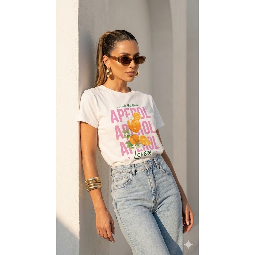 T-Shirt Camiseta 100% Algodão Modelagem Premium Tamanho Único Estampas Diversas Moda Feminina