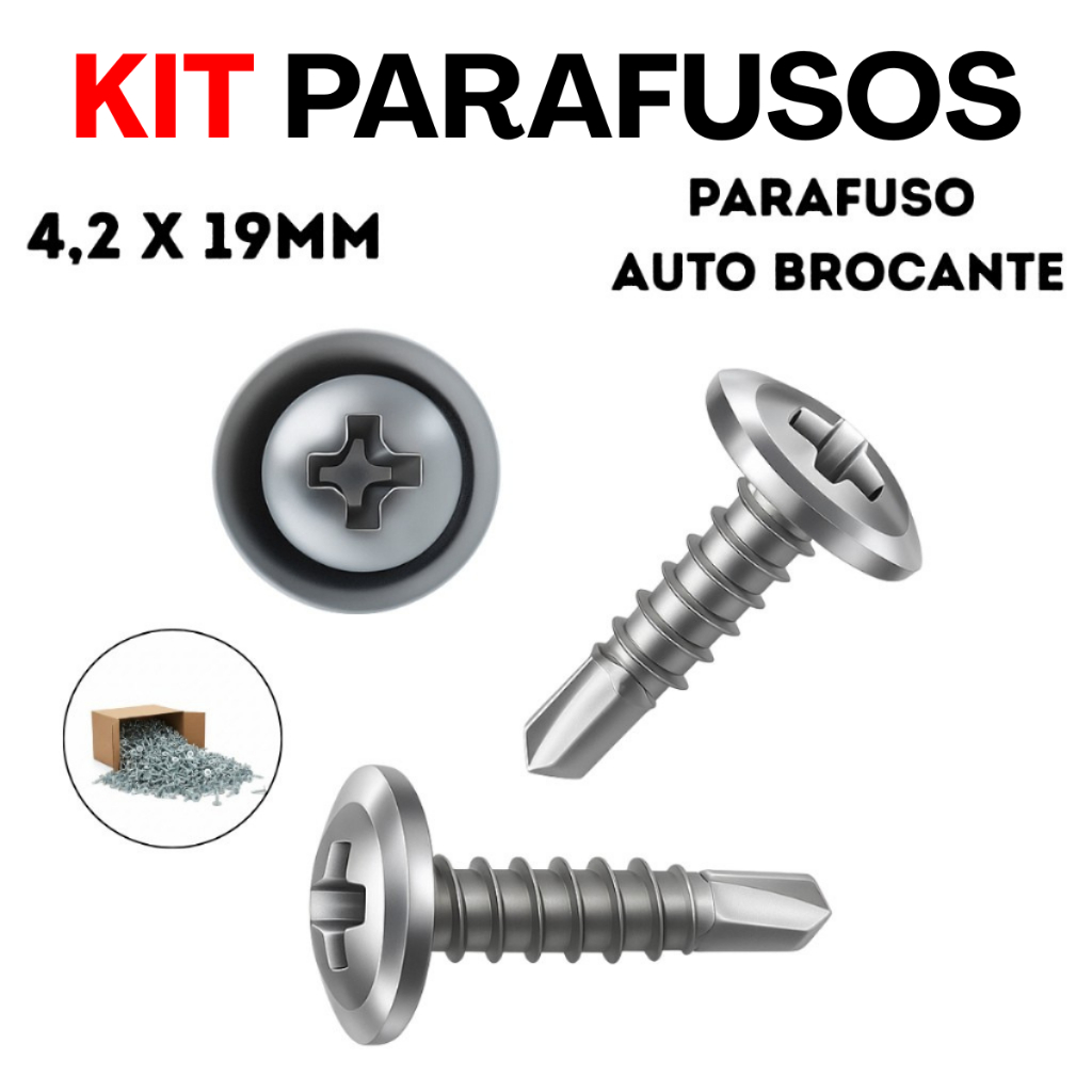 Parafuso Auto Brocante Flangeado 4,2x19mm Caixa Com 100 À 500 Unidades Phillips