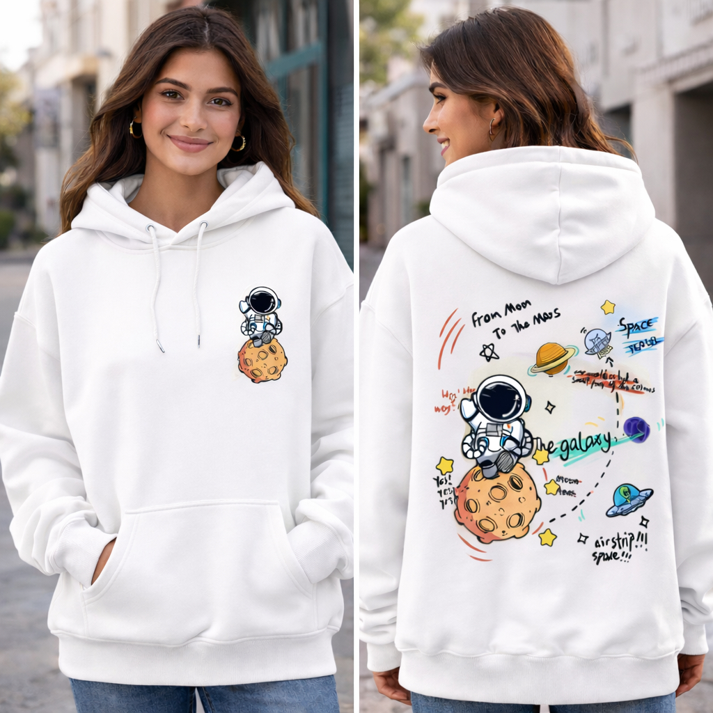 Moletom Feminino Blusa de Frio Confortável Quentinho Estampado Astronauta Tendência Lançamento