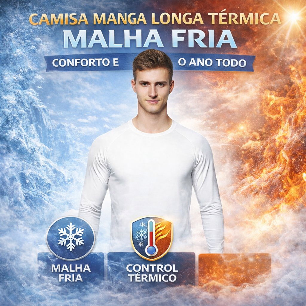 CAMISA MANGA LONGA TÉRMICA MALHA FRIA UV – CONFORTO E PROTEÇÃO O ANO TODO