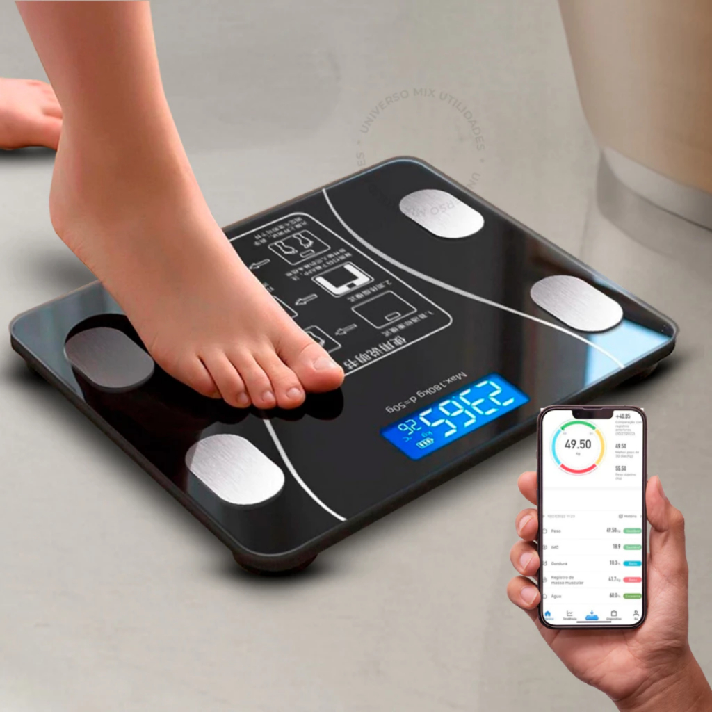 Balança Bioimpedância Digital Profissional Suporta Até 140kg via Bluethooth em Oferta na Shopee