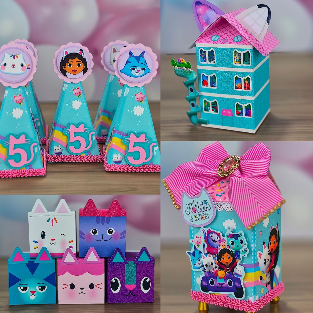 Kit Lembrancinhas Casa Mágica da Gaby Gabi Personalizados Gabby Dolhouse Caxinha Gaby festa Gabby