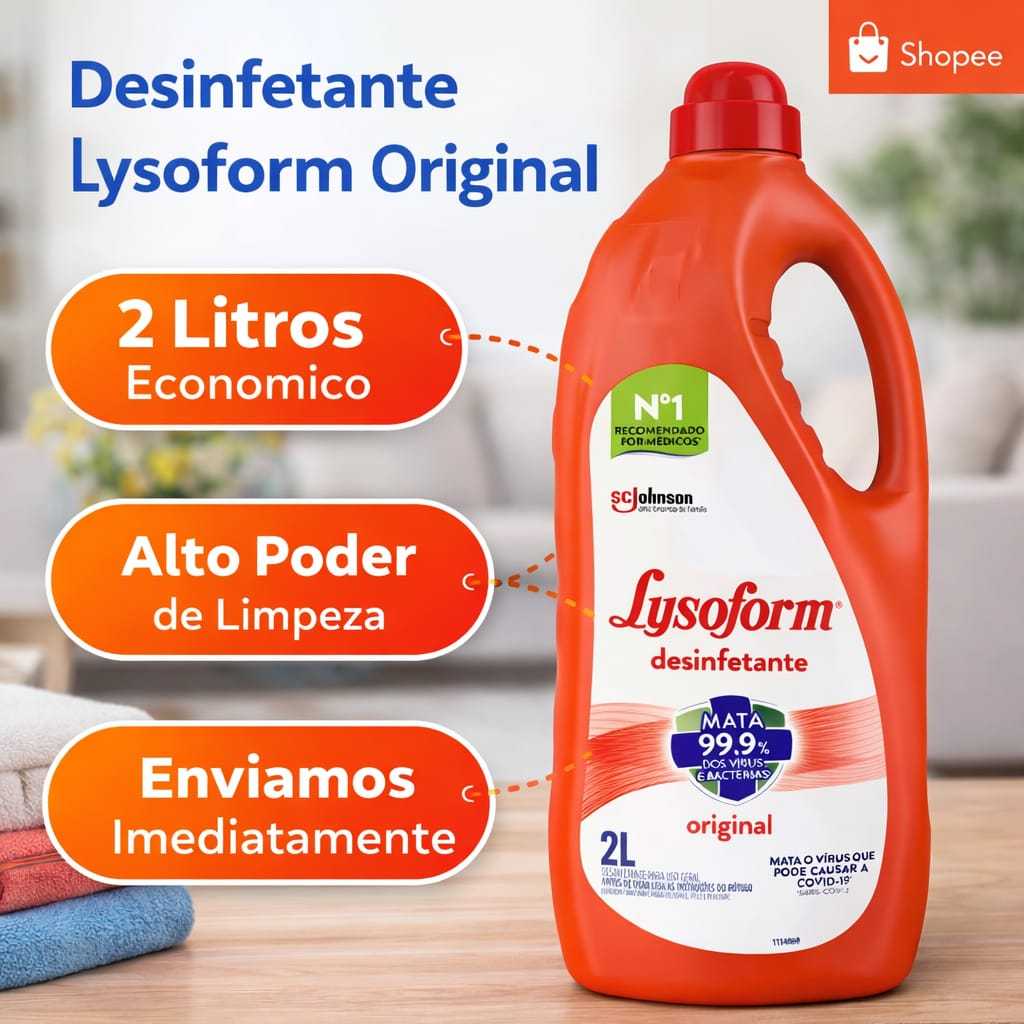 Kit Com 1 Garrafas Lysoform 2 Litro Cada Desinfetante Envio Imediato em Oferta na Shopee