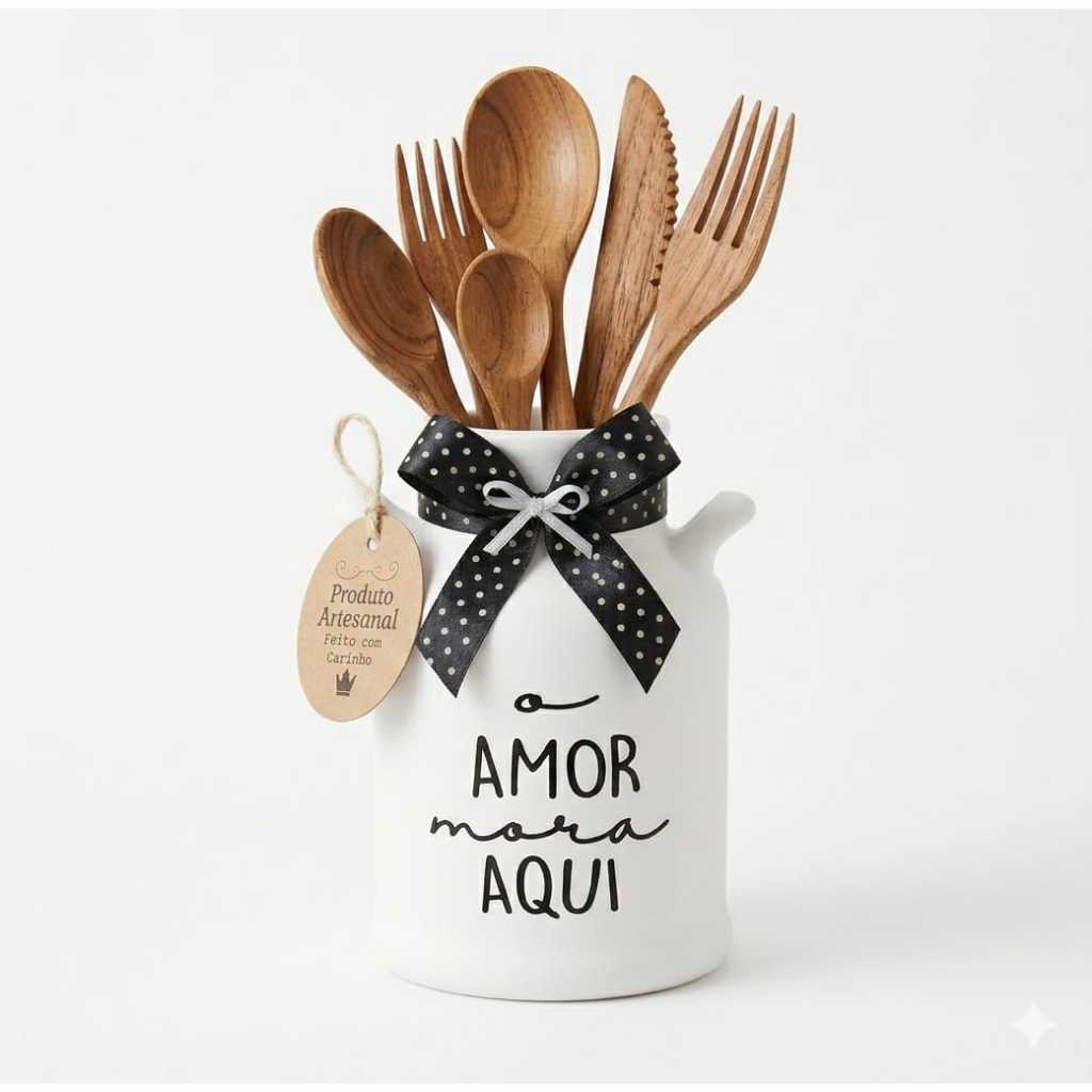 Leiteira Decorativa em Cerâmica – Porta Talher, Vaso, e Decoração para Casa cozinha Enfeite Lar