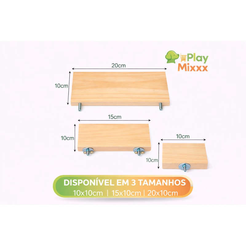 Poleiro Plataforma de descanso em madeira natural para aves/calopsitas, papagaio,piriquito