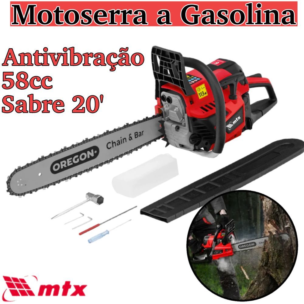 Motoserra A Gasolina 58cc Sabre 20' Antivibração 3,2hp BAR20 DS-5820 MTX