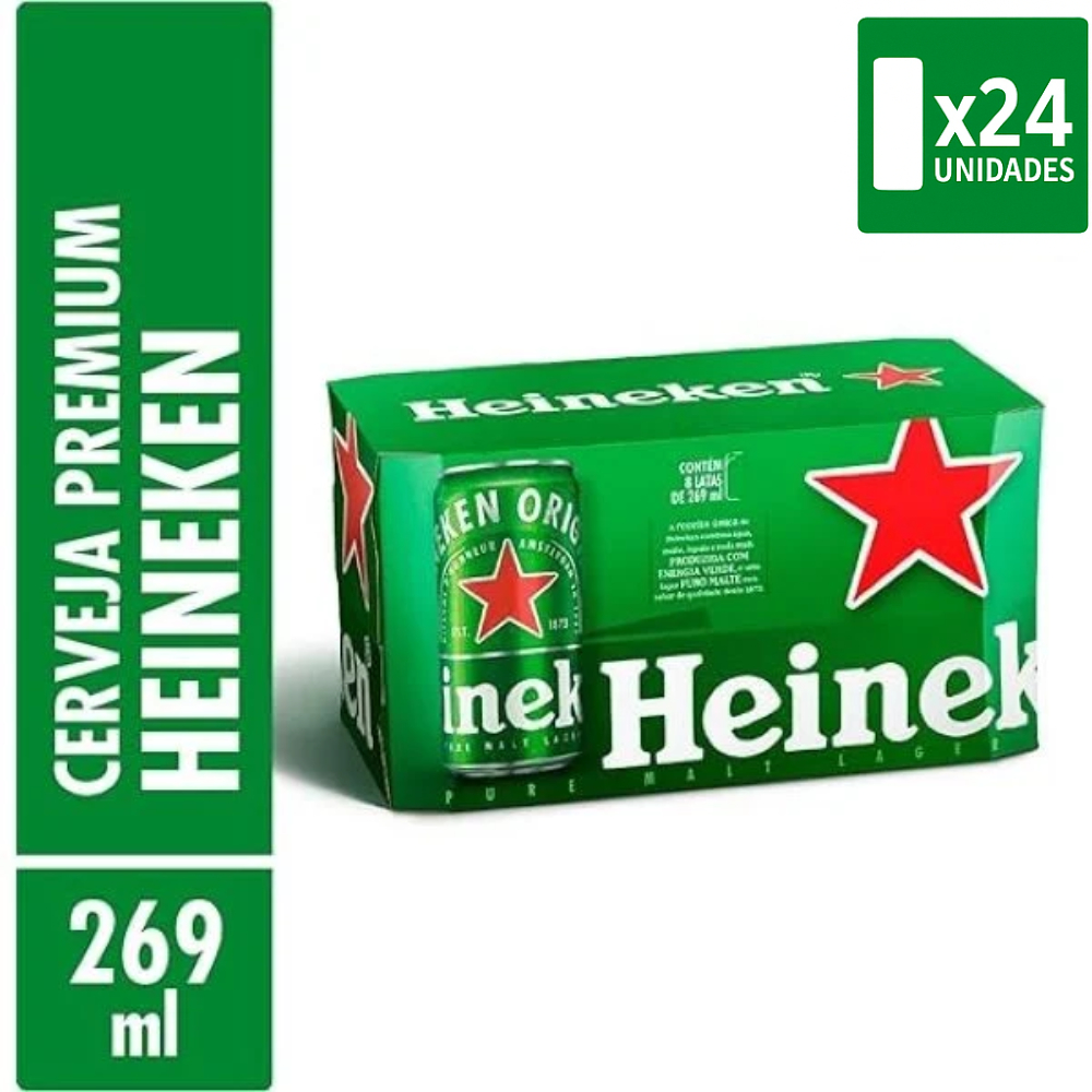 Cerveja Heineken Lata 269ml - 24 Unid. em Oferta na Shopee