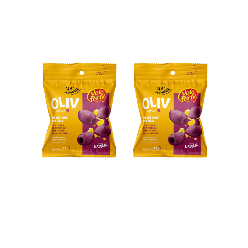 02 Snack Azeitona Preta Sem Caroço Natural 50g Vale Fértil