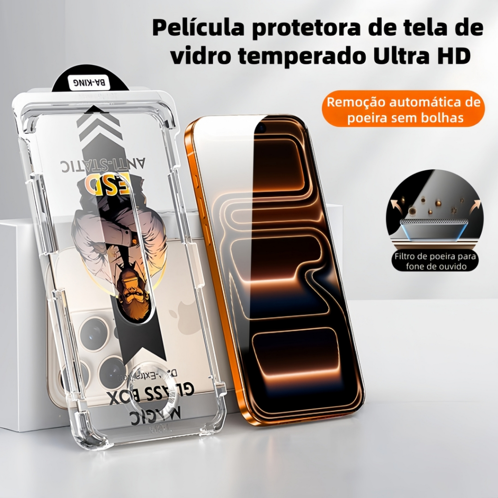 Película protetora de tela em vidro temperado Ultra HD para iPhone 17 17E 16 15 14 13 12 Pro Max Max Pronto Entrega