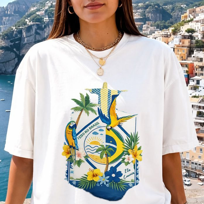 Camiseta Camisa Feminina 100%Algodão roupa blusa feminina estilosa jogo do brasil Copa do Mundo