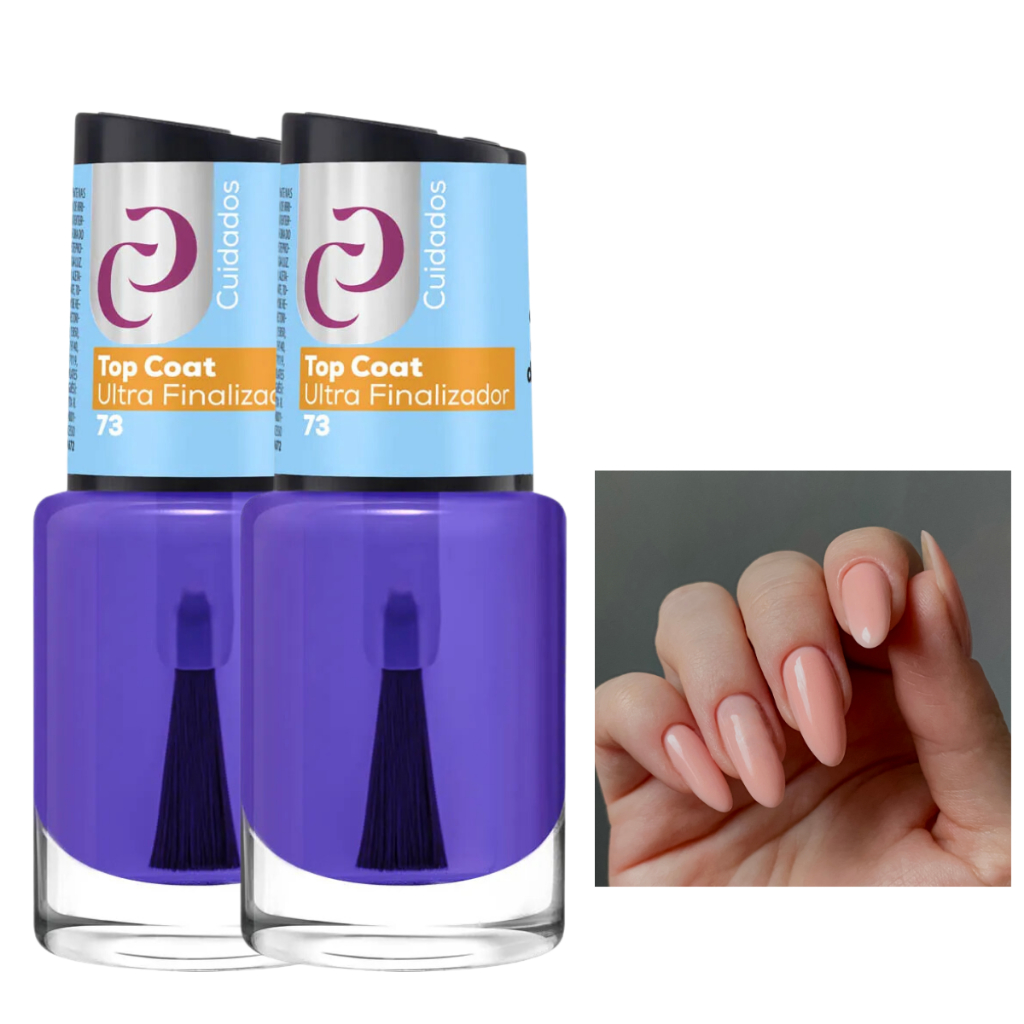 Kit de Top Coat Cora Esmaltes Tratamento Verniz Cobertura Extra Brilho Base Mais Vendidos Incolor em Oferta na Shopee