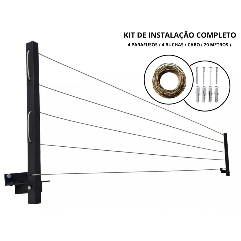 Varal de Ferro reforçado, retrátil com kit instalação em Oferta na Shopee