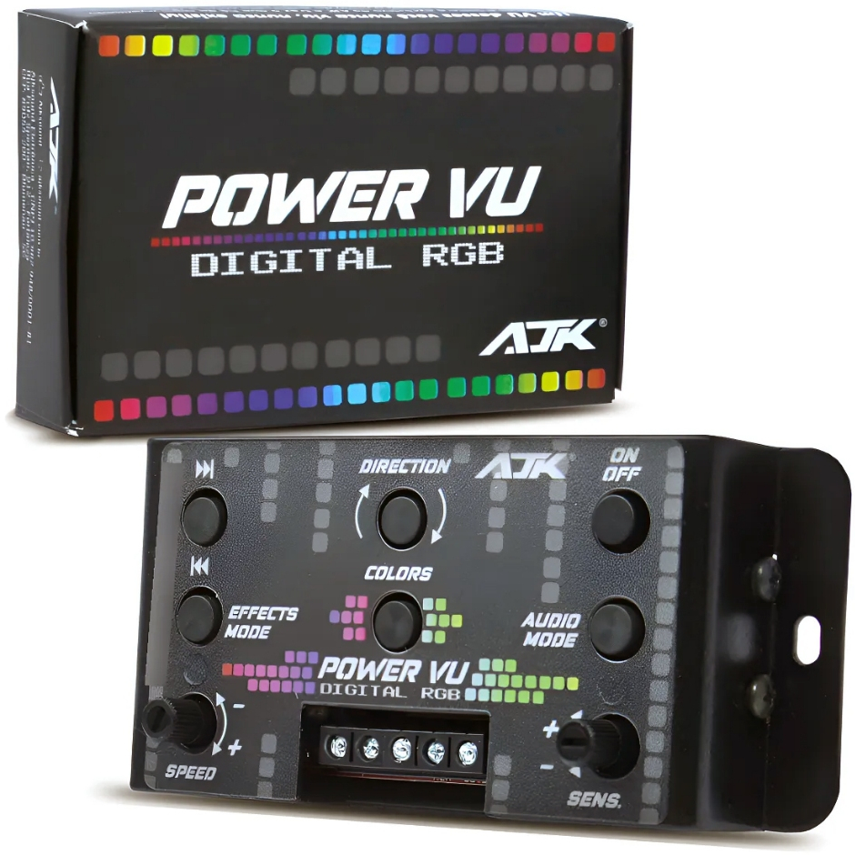 Central Strobo AJK Sound Power VU RGB Rítmico Para Farol LED Som Automotivo Medidor de Áudio Digital em Oferta na Shopee