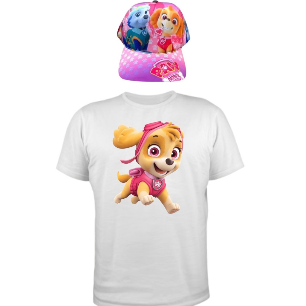 Kit Camisa Mais Boné Infantil Sky tecido algodão 30.1 , tecido macio de qualidade , sua filha merece