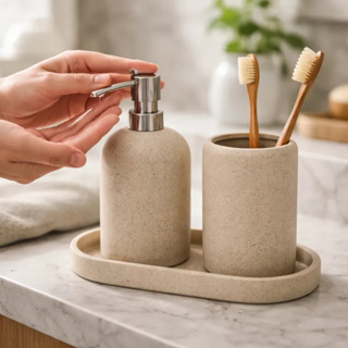 Kit Decorativo Multiuso Em Cerâmica Para Banheiro em Oferta na Shopee